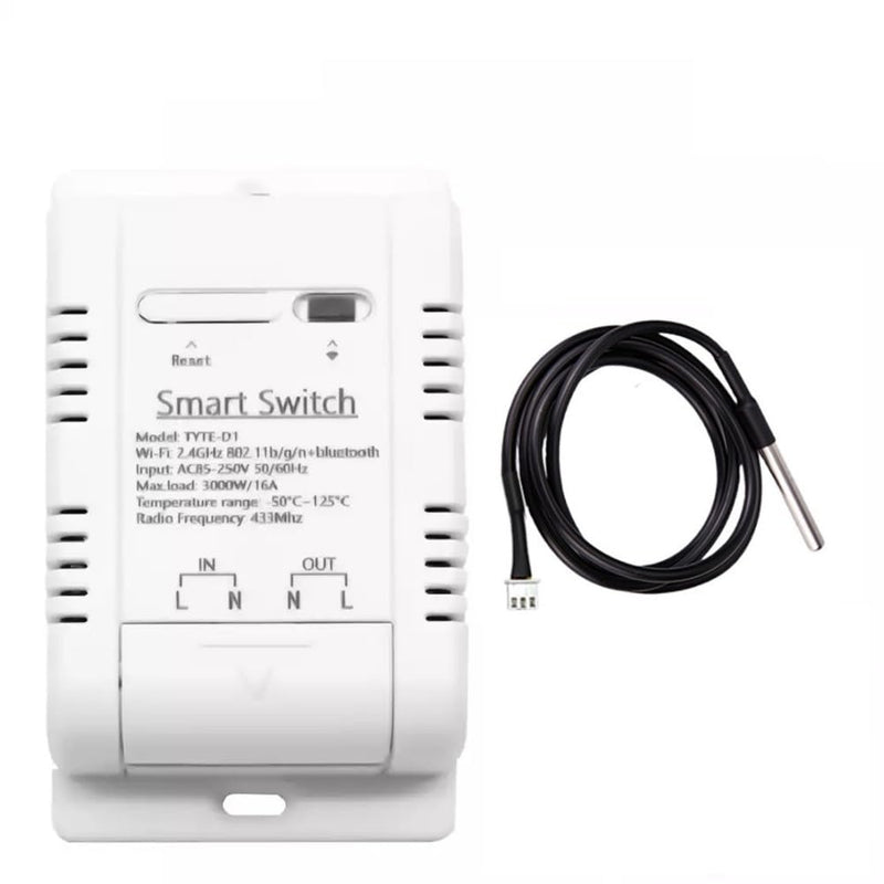 WiFi Temperature Controller Sensor Module, Tuya App Wireless Remote 16A Smart Switch with Power Meter, Works with Alexa Google 16A 1CH WIFI Switch