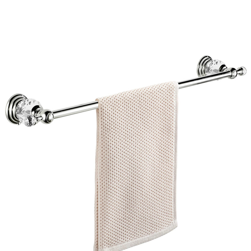 BATHSIR Crystal Towel Bar 24 Inch, Chrome Bathroom Towel Rack, Hand Towel Holder Wall Mounted Silver