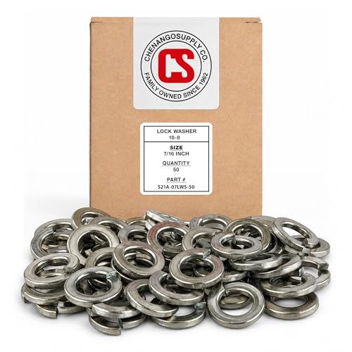 Chenango Supply 7/16-14 stainless steel spring lock washers, 304 stainless, 50 pieces