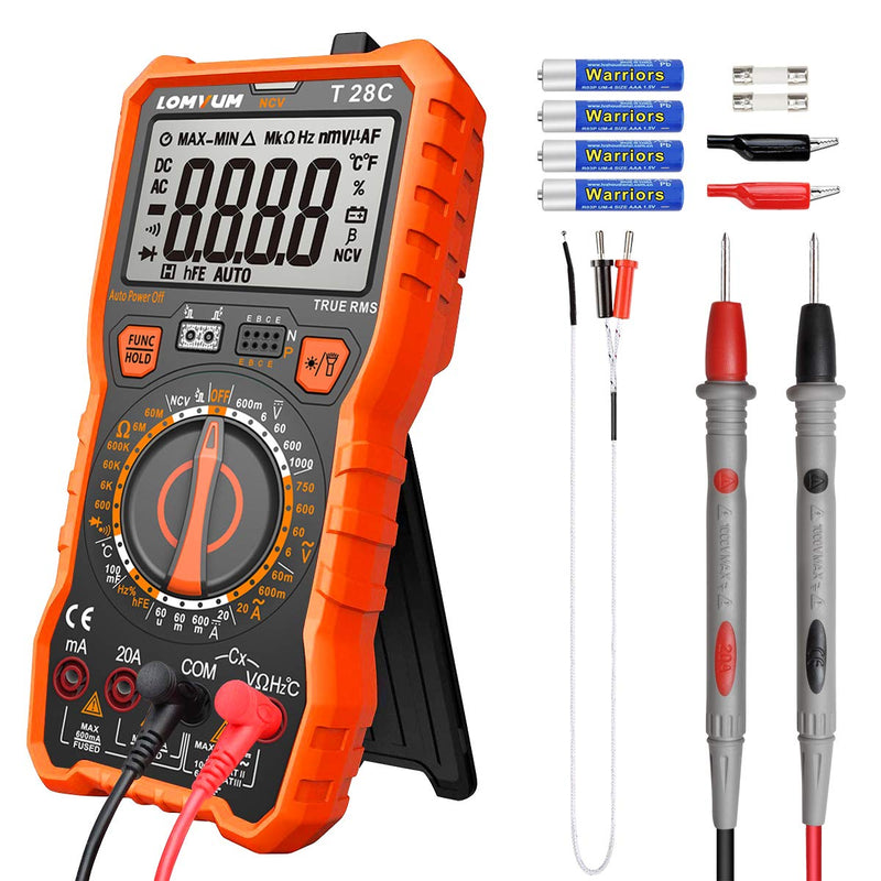 [Australia - AusPower] - Lomvum Digital Multimeter 6000 Counts TRMS Auto-Ranging Portable Multimeter with AC DC Voltmeter and Ohmmeter Tester，Measures Voltage Current Capacitance Resistance Temperature Frequency Diode (T6) 