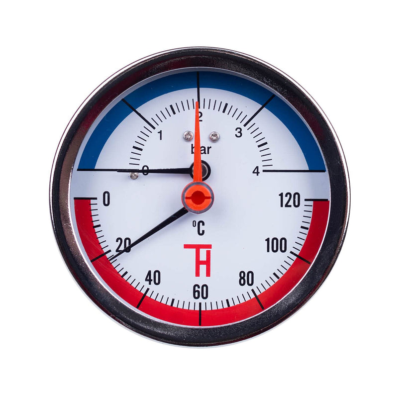 Thermomanometer connection from the rear G1/2 (80 mm) 0-120°C (0-4 bar) temperature pressure gauge 3082 0-4 bar