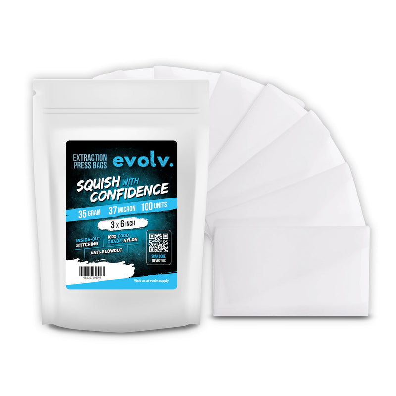 [Australia - AusPower] - EVOLV Premium Nylon Tea Filter Extraction Press Bags | 3" x 6" | 37u | 100 Pack 37 Micron 