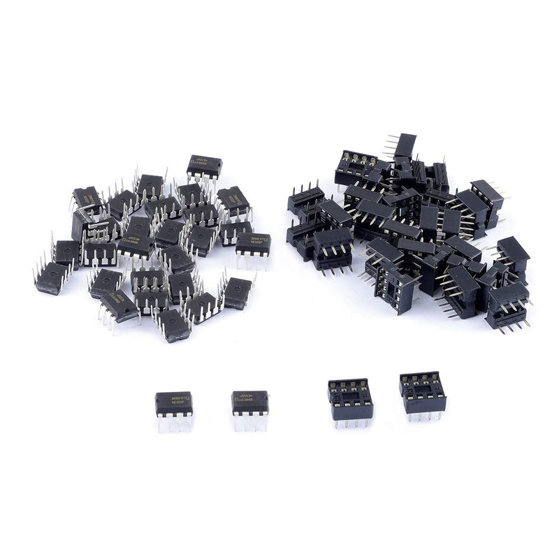 [Australia - AusPower] - 30Pcs NE555P Single Precision Timer with Sockets, NE555N NE555 Timer Chip IC Pulse Generator (Pack of 30) CYT1108 