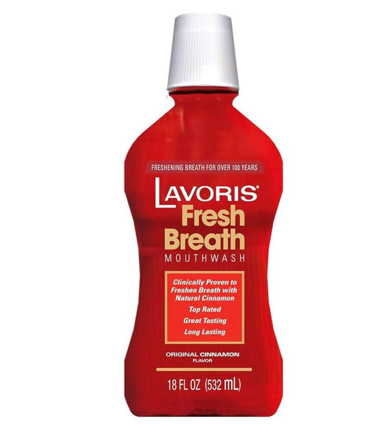 Lavoris Mouthwash, Cinnamon, 18 Fluid Ounce (12 Pack) 216 Fl Oz (Pack of 1)