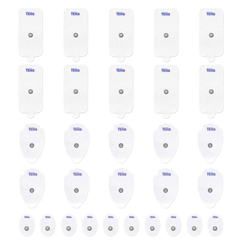 [Australia - AusPower] - Premium Quality TENS Electrodes, 30 Pack Assortment with Small, Large and XL TENS Replacement Electrode Pads for TENS Units, Discount TENS Brand (Assortment, 30 Pack) 30 Piece Assortment 