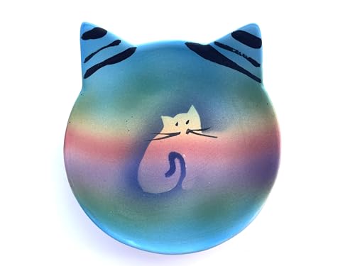 Handmade Kitty Cat Pottery Dish for Spoons, Rings, Petite Soap, Paper Clips, Keys