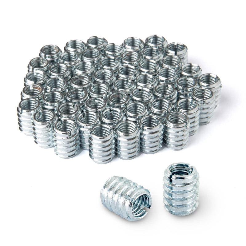 POWERTEC 50 Pcs 3/8”-16 Threaded Inserts for Wood | Nut inserts, Wood Inserts, Screw Inserts for Wood, Suitable for Hardwood, Softwood, Plywood, Woodworking and Wood Furniture | 18mm Length (QTI1004) 3/8"-16 Insert