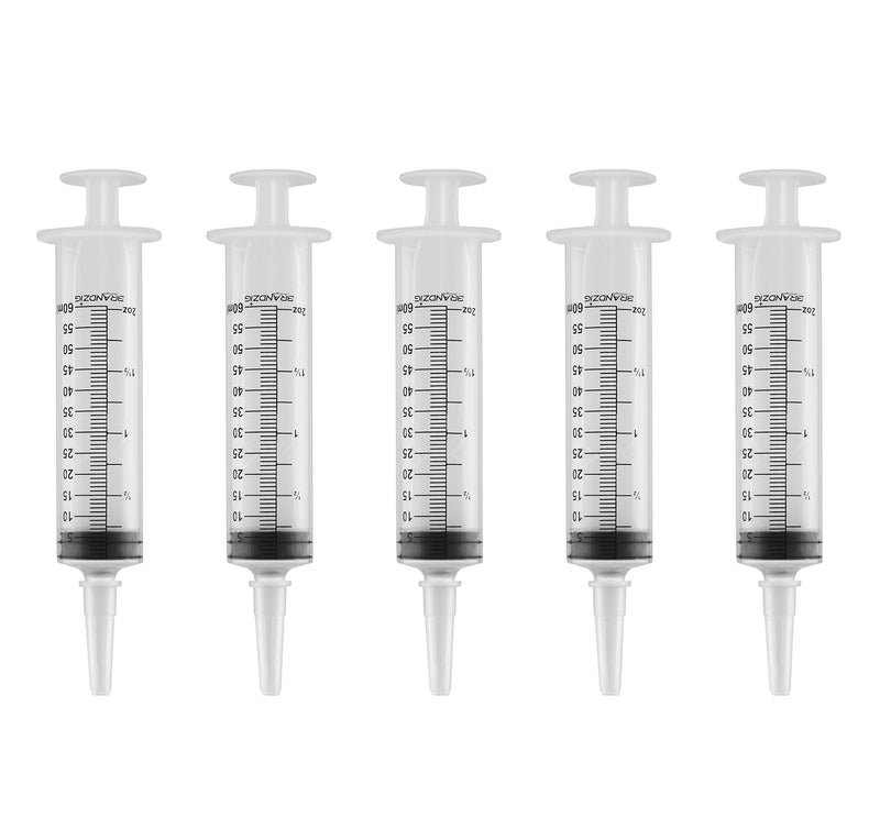[Australia - AusPower] - 60ml Catheter Tip Syringe with Cover 5 Pieces by Brandzig – Sterile Disposable Medical Grade Syringe For Precise Medication Dispensing 