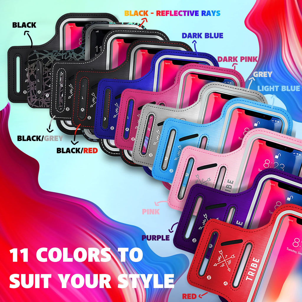 [Australia - AusPower] - TRIBE Water Resistant Cell Phone Armband Case Running Holder for iPhone Pro Max Plus Mini SE (13/12/11/X/XS/XR/8/7/6/5) Galaxy S Ultra Plus Edge Note (21/20/10/9/8/7/6/5) Adjustable Strap & Key Pocket Black L: iPhone+/Pro Max/XR/XS Max/Galaxy+/Ultra/Note 