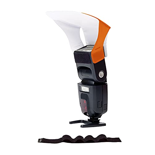 LumiQuest Flash Pocket Bouncer, Flash Diffuser with UltraStrap, Universal Classic Design for External Camera Flashes, Photography Lighting, Light for Pictures, Studio Lights, Orange