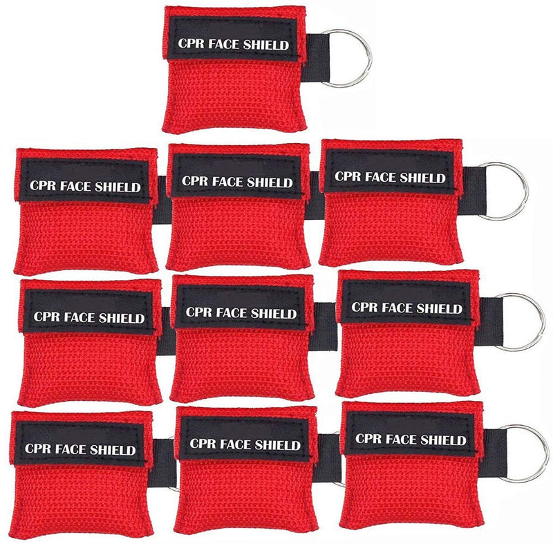 [Australia - AusPower] - 10pcs CPR Face Shield Mask Keychain Keying CPR Face Shields Pocket Mask (Red-10) Red-10 