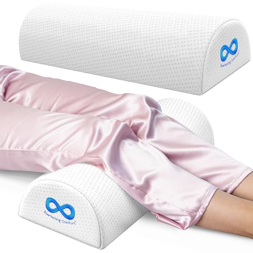 Everlasting Comfort Under Knee Pillow for Back Sleeping - Memory Foam Half Moon Leg Bolster Pillow for Back Pain, Thoracic Support Standard