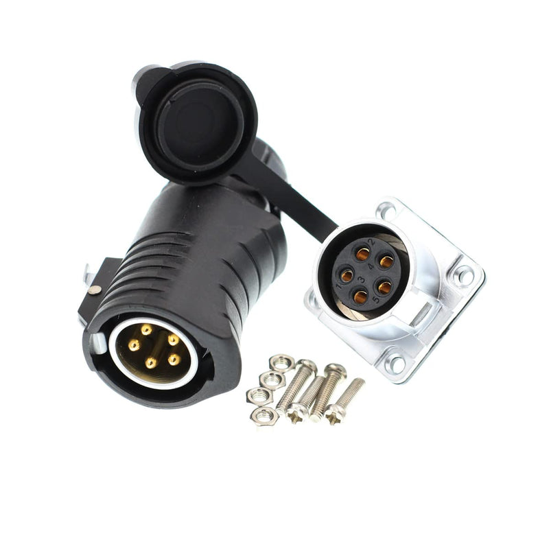 [Australia - AusPower] - DRRI LP20 Outdoor Waterproof Aviation Bulkhead 5 Pin Power Industrial Circular Connector for Furrion Solar Charge LP20 5P Male plug & female socket 