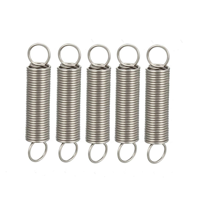 [Australia - AusPower] - uxcell Extended Tension Spring Wire Diameter 0.02" , OD 0.2" , Free Length 0.98" Stainless Steel Small Dual Hook Tension Spring for Machinery Construction Industrial 5pcs 