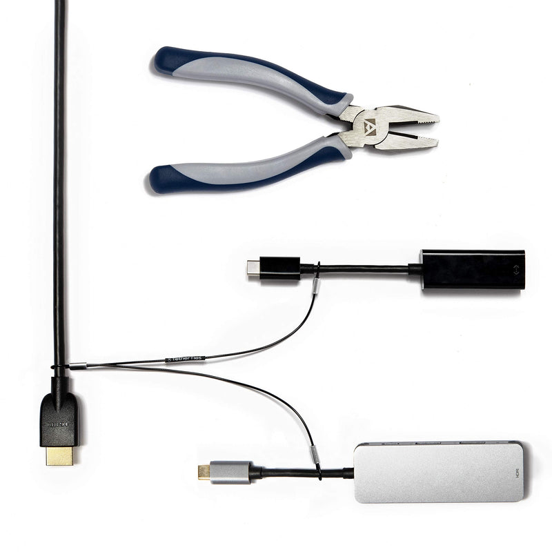 [Australia - AusPower] - Multi-Adapter Cable Tethers Kit - Nylon Coated Stainless Steel Wire Tether Cable - Easy Installation - Secure Remote Control Tethers, Adapters, Dongles & More - Free Crimping Tool Black 5 Pack Multi-Adapter TetherTies 