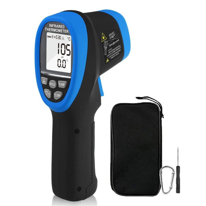 [Australia - AusPower] - HOLDPEAK Pyrometer D:S=50:1, High Temp Infrared Thermometer -58℉~3272℉(-50℃~1800℃), Non-Contact Industrial Laser Thermometer Gun with Flashlight, Digital IR Temperature Gauge HP-1800 (NOT for Human) 1PC-HP-1800-BLUE(-50~1800℃ Higher) 