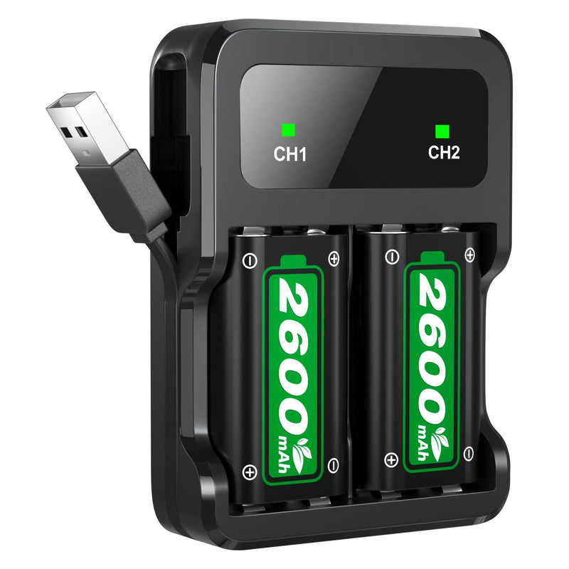 [Australia - AusPower] - Ukor Fast Charging 2x6200mWh(2x2600mAh) Rechargeable Battery Packs with Charger for Xbox One/Xbox Series X|S Xbox One S/Xbox One X/Xbox One Elite Wireless Controller, Lasting Intelligent Protection 