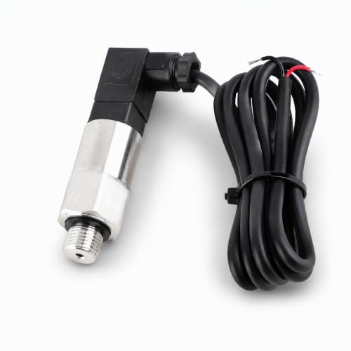 Stainless Steel Pressure Transducer, Pressure Sensor Silicon Pressure Transmitter Sensor Water Flow Sensor 4-20mA Output G1/4 Inch for Water Gas Oil (0-1 MPA)