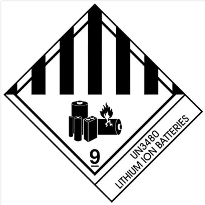 D.O.T. Labels 9 Diamond Hazard Class - Lithium Ion Batteries UN3480 - Peel Off Paper Backed Adhesive (Pack of 10)