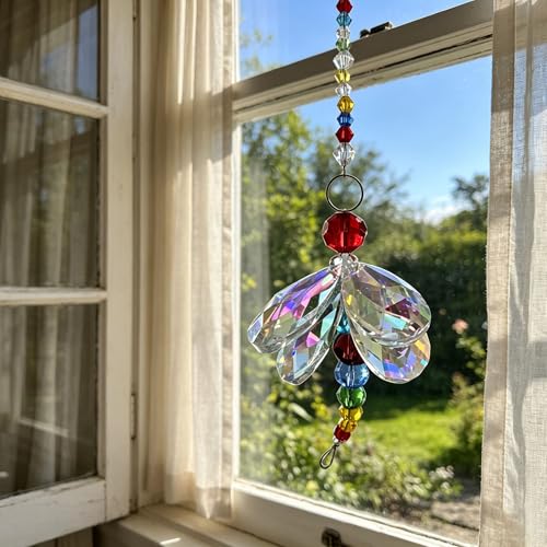8 Inch Dragonfly Crystal Suncatcher Hanging Ornament Window Decor 1