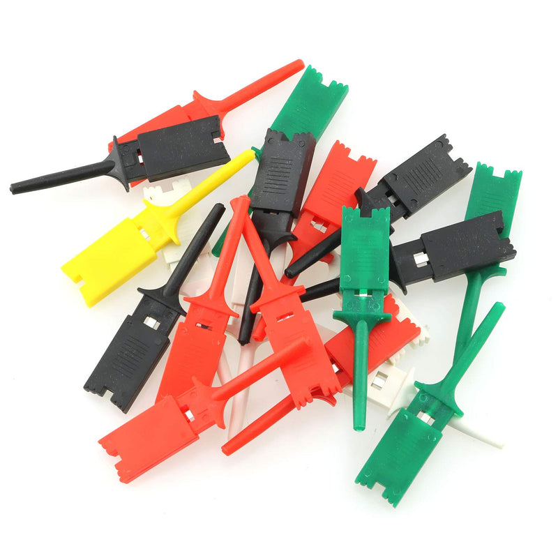[Australia - AusPower] - Tegg 12pcs Flat Test Hook Clip for Electrical Testing Multimeter 6 Colors Mini Test Probe Grabber 