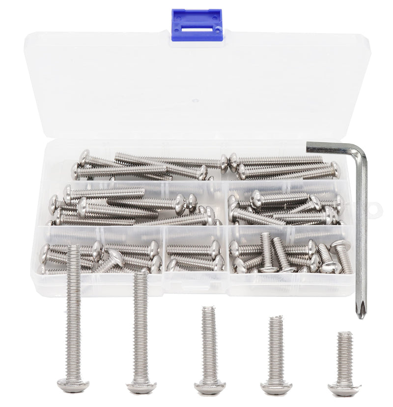 [Australia - AusPower] - binifiMux 50pcs 1/4-20 Inch Round Head Phillips Machine Screws Assortment Kit, 304 Stainless Steel Silver Tone, 1/4 x 3/4,1,1-1/8,1-5/8,2 Inch 1/4 x 3/4,1,1-1/8,1-5/8,2 Inch(50pcs) 