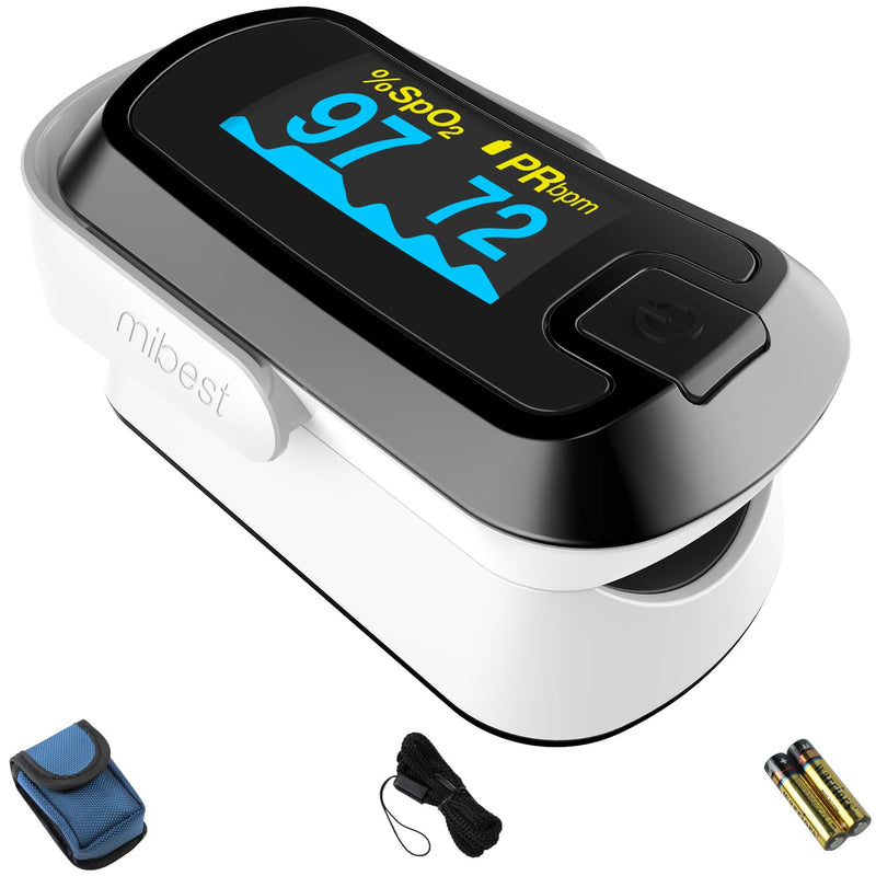 [Australia - AusPower] - mibest OLED Finger Pulse Oximeter, O2 Meter, Dual Color White/Black 