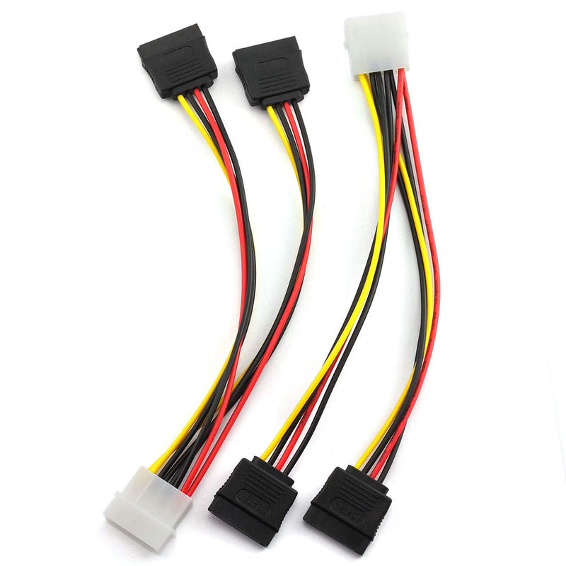 [Australia - AusPower] - SDTC Tech 4 Pin Male IDE Molex to 15 Pin Female Dual SATA Power Splitter Adapter Cable 18AWG Copper Serial ATA Hard Drive Extension Cable (20cm) - 2 Pack Molex Male to dual SATA female 