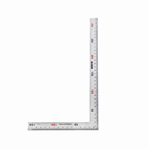 Angle Ruler Siumir Stainless Steel L Shape Ruler 150 x 300 mm 90 Degree Right Angle Ruler Double Scale for Carpenters, Architects and Engineers