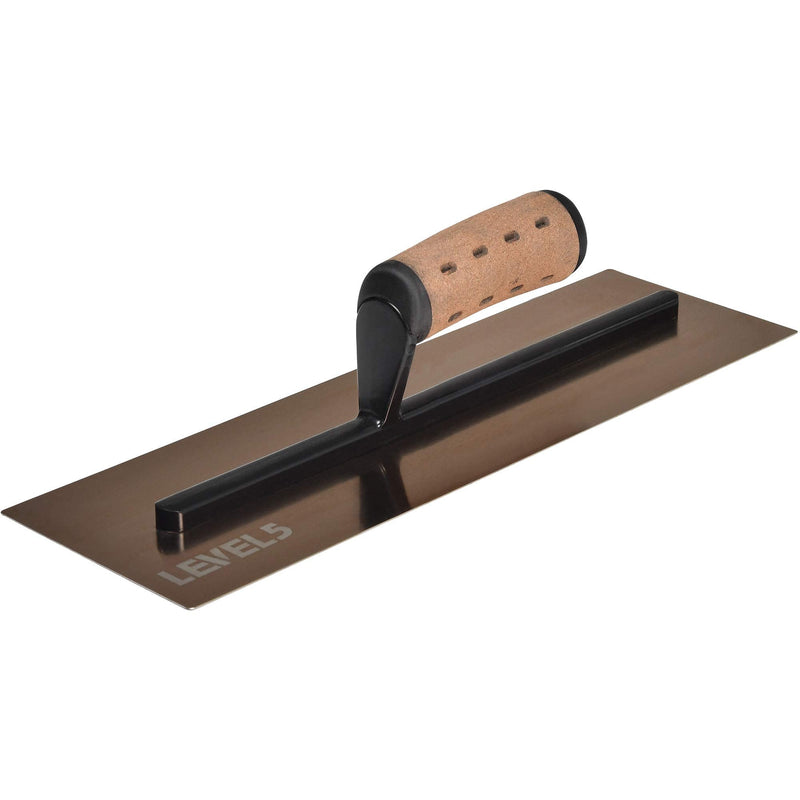 LEVEL5 14" x 4.75" 0.7 MM Drywall Curved Trowel | Triple-Hardened Stainless Steel, High-Impact Handle | Sheetrock Gyprock Wall-Board Plasterboard | 4-972 14"