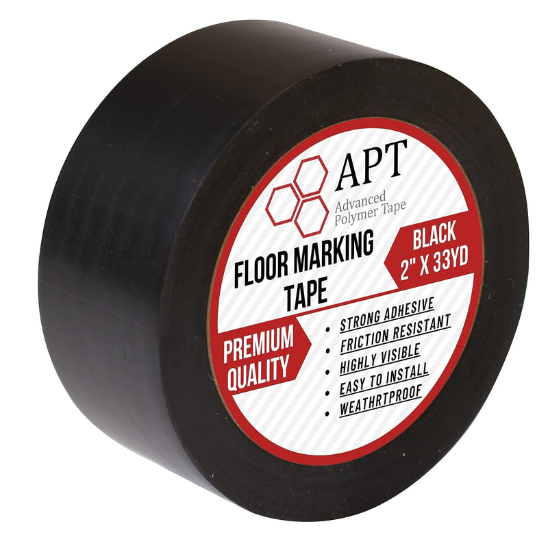 APT, Multi Color Marking Tape, Premium Safety Marking and Dance Floor Splicing Tape, 6 mil Thick (Black, 1 Roll) Black