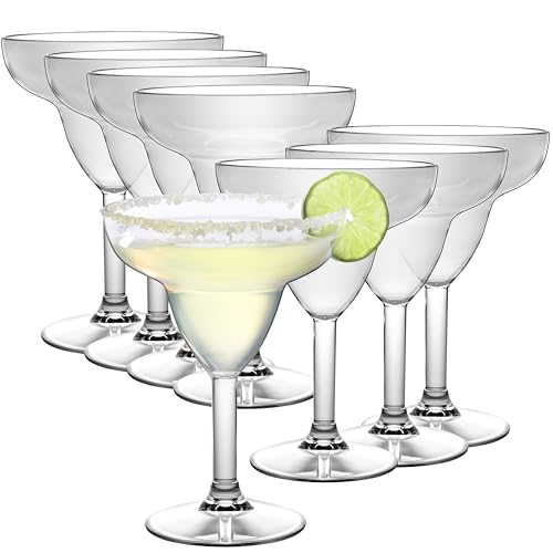 D'Eco Tritan 12 Oz Margarita Glasses, Shatterproof Glassware, 8 Pack