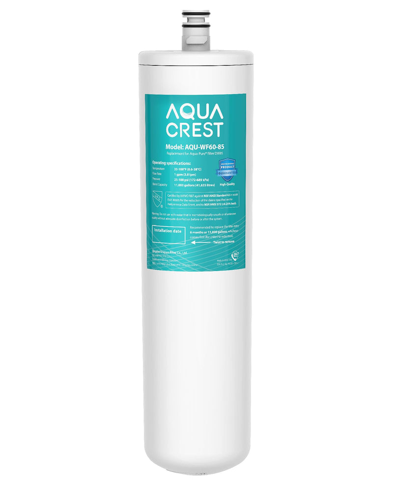 AQUA CREST DW85 Under Sink Water Filter, Replacement for Aqua-Pure® AP-DW85, 5584408, AP-DWS700, Cuno CFS8112, CFS8812X-S, CFS8720, KOHLER K-201-NA, KOHLER K-202-NA, NSF 42 Certified, Model No.WF60-85 WITHE