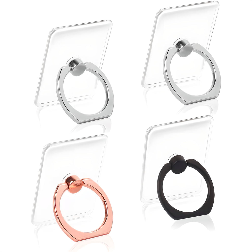 [Australia - AusPower] - Cell Phone Ring Holder Finger Kickstand - 4Pcs Cell Phone Case Ring Stand 360 Rotation Phone Holder Clear Popsockets with Finger Ring - iPad Kickstand for Phone Case Compatible to iPhone Samsung 