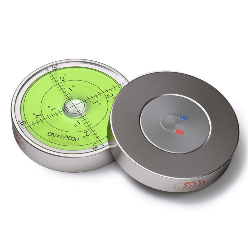 [Australia - AusPower] - Magnetic Metal Large Spirit Bubble Level 60mm Diameter, (2 23/64 in), Surface Level - Metal Housing, Bulls Eye, Green/Silver 