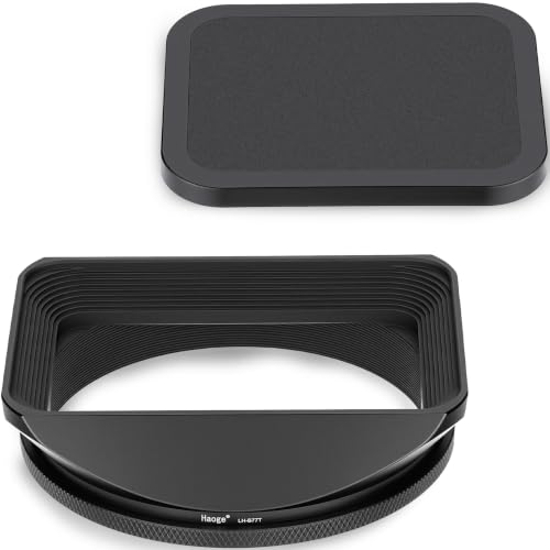 Haoge 77mm Square Metal Screw-in Mount Lens Hood Shade with Cap for 77mm Canon Nikon Sony Leica Leitz Carl Zeiss Voigtlander Nikkor Panasonic Fujifilm Olympus Lens and Other 77mm Filter Thread Lens