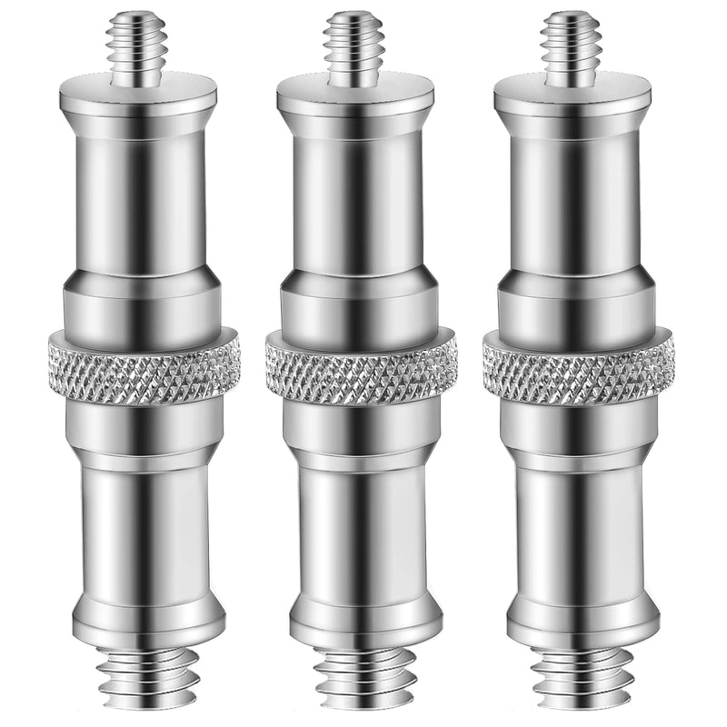 [Australia - AusPower] - 3 Pieces Standard 1/4 to 3/8 inch Metal Male Convertor Threaded Screw Adapter Spigot Stud for Studio Light Stand, Hotshoe/Coldshoe Adapter, Ball Head, Wireless Flash Receiver, Trigger 