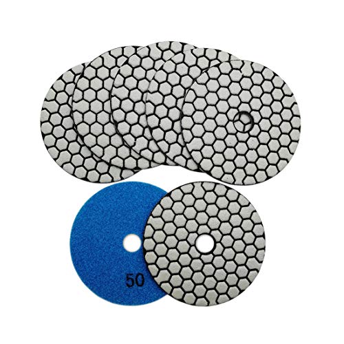 SHDIATOOL Dry Diamond Polishing Disc, Pack of 7, Grit 50 for Marble 100 mm | Diamond Grinding Pad Diamond Polishing Pad for Granite Stone Marble 4 Inch Grit 50