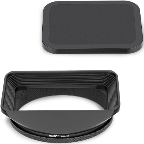 Haoge 72mm Square Metal Screw-in Mount Lens Hood Shade with Cap for 72mm Canon Nikon Sony Leica Leitz Carl Zeiss Voigtlander Nikkor Panasonic Fujifilm Olympus Lens and Other 72mm Filter Thread Lens