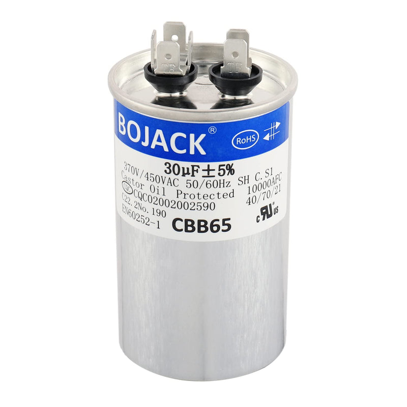 [Australia - AusPower] - BOJACK 30 uf MFD 370V 450V AC Motor and Fan Starting Round Capacitor 50/60 Hz CBB65 10000 AFC 