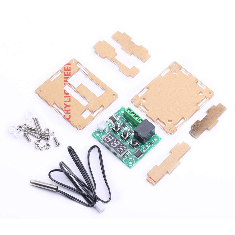 [Australia - AusPower] - W1209 12V DC Digital Temperature Controller Board Micro Digital Thermostat -50-110°C Electronic Temperature Cool Temp Control Module Switch with 10A One-Channel Relay with LED Display + Acrylic Box 