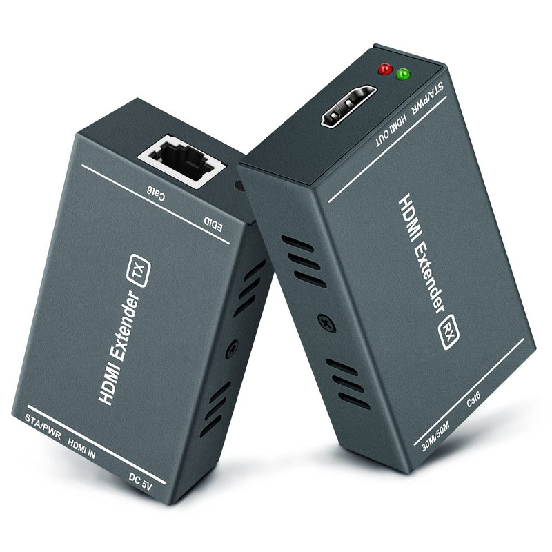 [Australia - AusPower] - HDMI Extender, Up to 164 ft/50m, Over Cat5e/Cat6/Cat7 Ethernet Cables, 1080P@60Hz Ultra HD Uncompressed Transmit 
