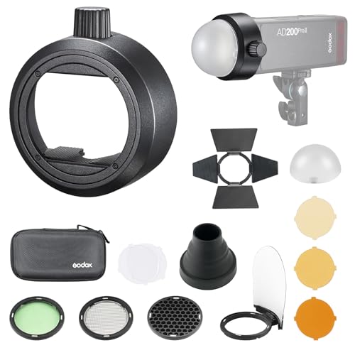 Godox AK-R1 Accessories Kit & S-R2 Round Flash Head Adapter for Godox V860II, V860III, V850II, V850III, TT685II, TT600, V350, TT350, AD200PROII