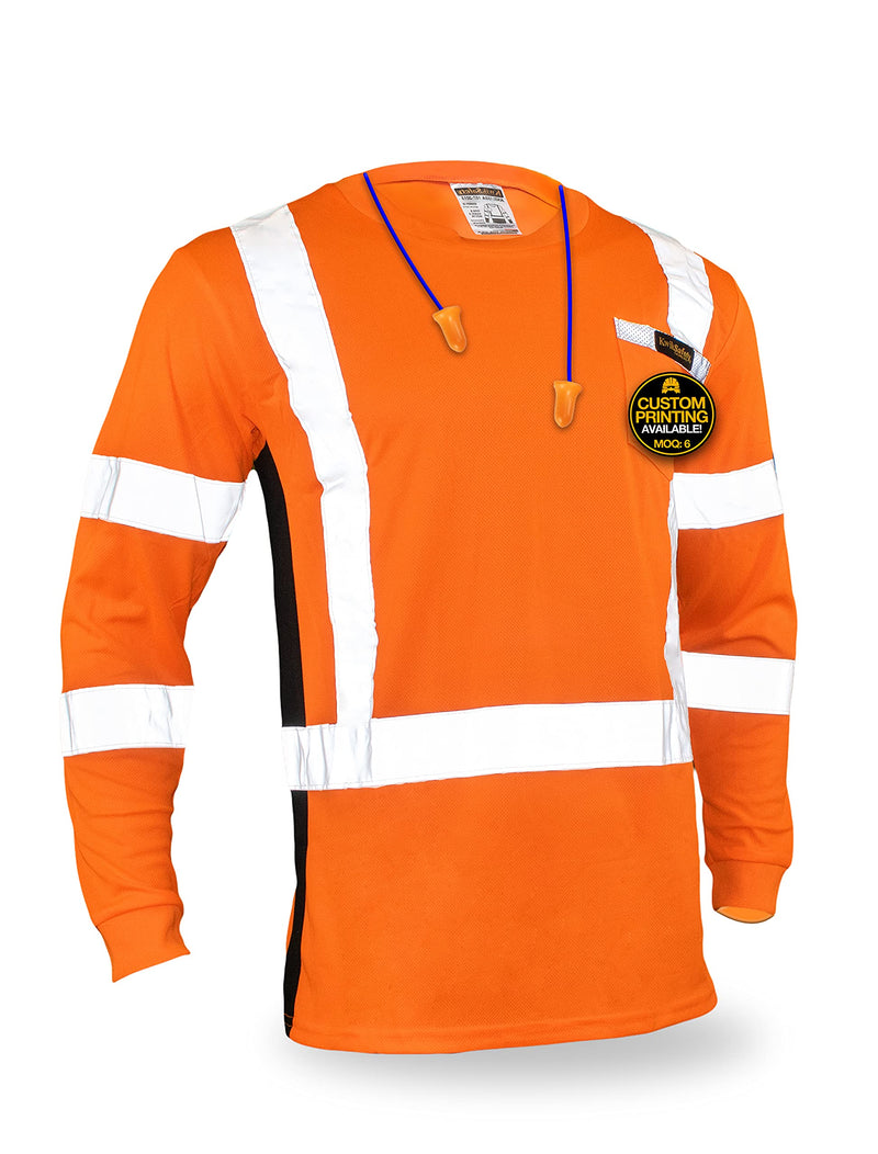 KwikSafety - Charlotte, NC - Operator Long Sleeve Safety Shirts [Solid Reflective Tape] Class 3 ANSI Tested OSHA XX-Large Basic Tape | Orange