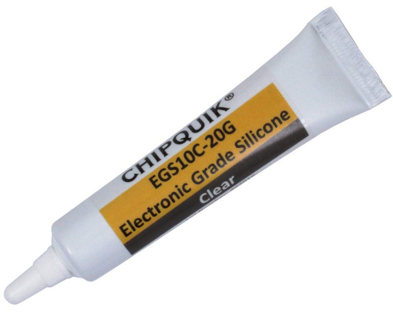 [Australia - AusPower] - Chip Quik EGS10C-20G Electronics Grade Silicone Adhesive Sealant 20g (0.7oz) Squeeze Tube (Clear) for precision dispensing Clear 