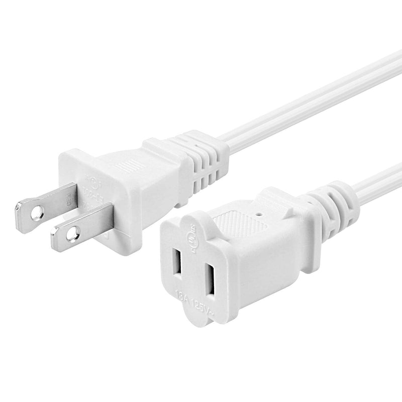 [Australia - AusPower] - 2 Prong Extension Cord US AC 2-Prong Male and Female Power Cable SPT2 16AWG 13A/125V, USA Outlet Saver Power Extension Cord Cable for NEMA 5-15P to NEMA 5-15R 3FT White 