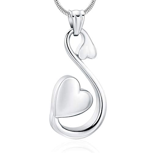 Infinity Heart Urn Necklace for Ashes Cremation Jewelry for Women Men Stainless Steel Memorial Necklaces Ash Holder for Human Pets Keepsake Jewelry for Loved Ones with Fill Tool Silver