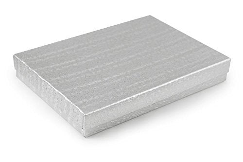 15 Pack Cotton Filled Silver Foil Paper Cardboard Jewelry Bracelet Necklace Watch Collectible Gift and Retail Boxes Size: 7" x 5" x 1-1/8" Inch by R J Displays