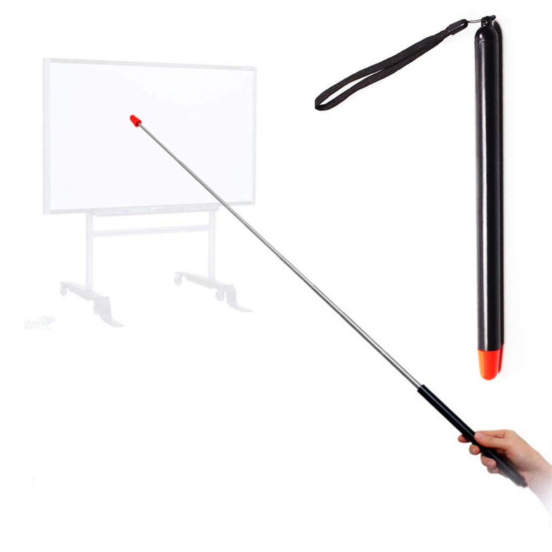 [Australia - AusPower] - Telescopic Teachers Pointer,Teaching Pointer Stick for Classroom,Metal Hand Retractable Pointer Extended Length 47.2 Inch, Handheld Presenter Whiteboard Pointer (Black) Extendable 47 Inch Black Lanyard 