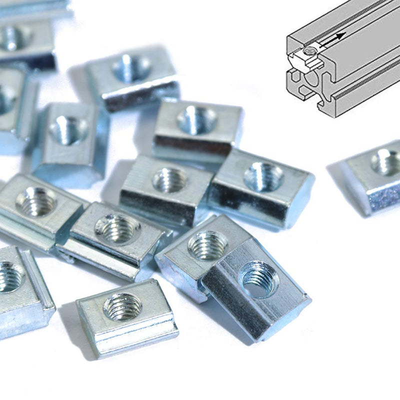 [Australia - AusPower] - KOOTANS 100pcs 2020 Series M5 Sliding T Nuts Metric M5 Thread Slide in T-Nut for 20x20 Standard 6mm T-Slot Aluminum Extrusion Profile 